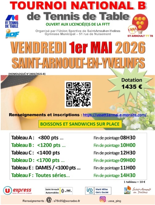 Tournoi de ST Arnoult 2026